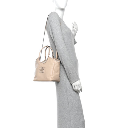 Miu Miu Soft Calf Softy Small Ivy Tote Bag  Travertine Stone 2 of 10