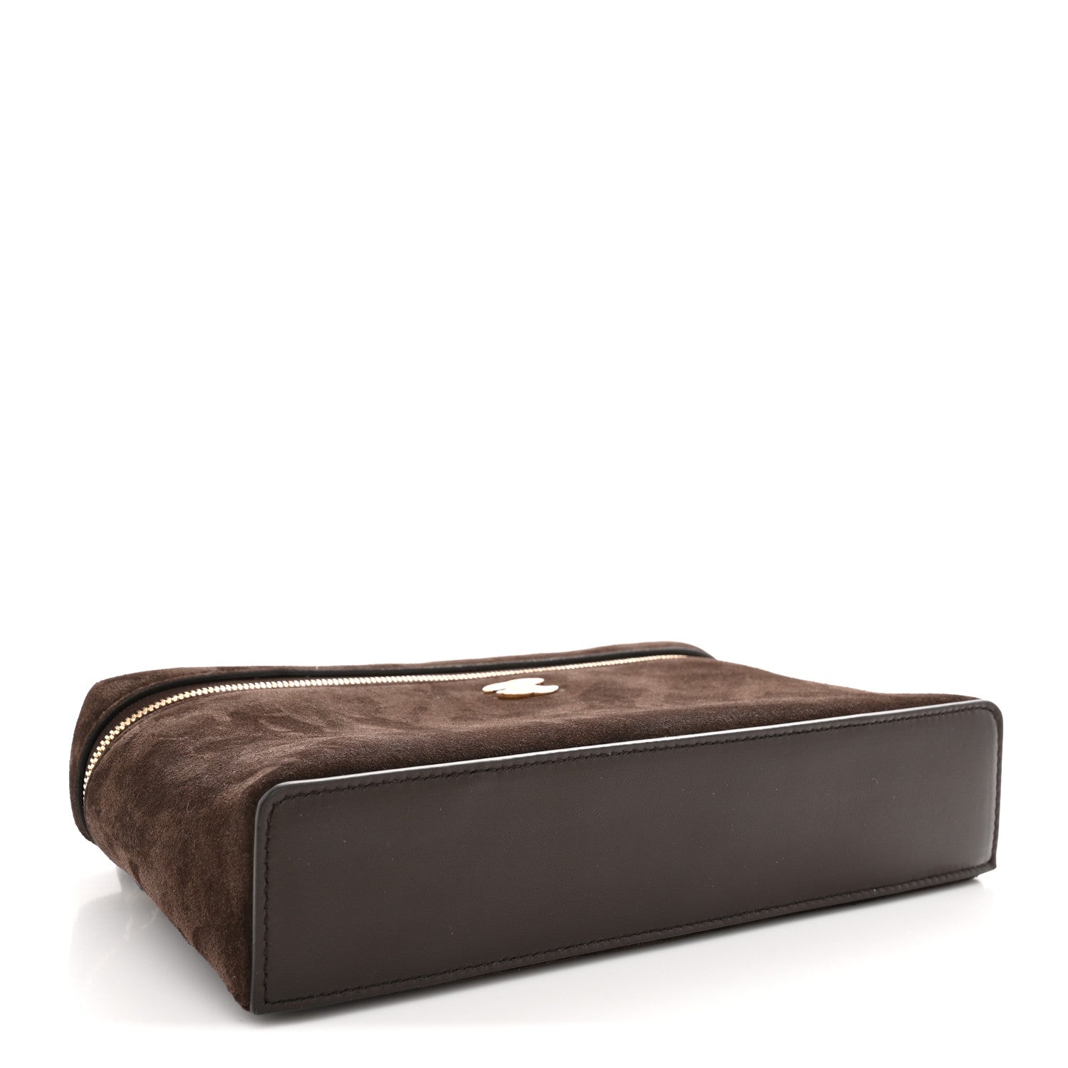 Chanel Suede Calfskin Large Top Handle Slim Vanity With Chain Dark Brown 4 of 11
