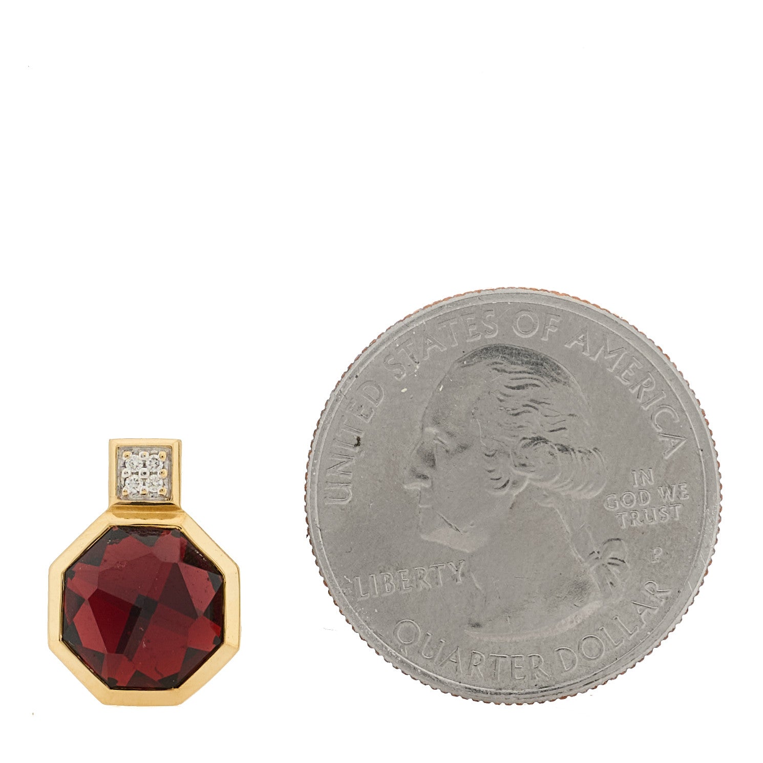 David Yurman 18K Yellow Gold Diamond Garnet Octagon Pendant 2 of 3