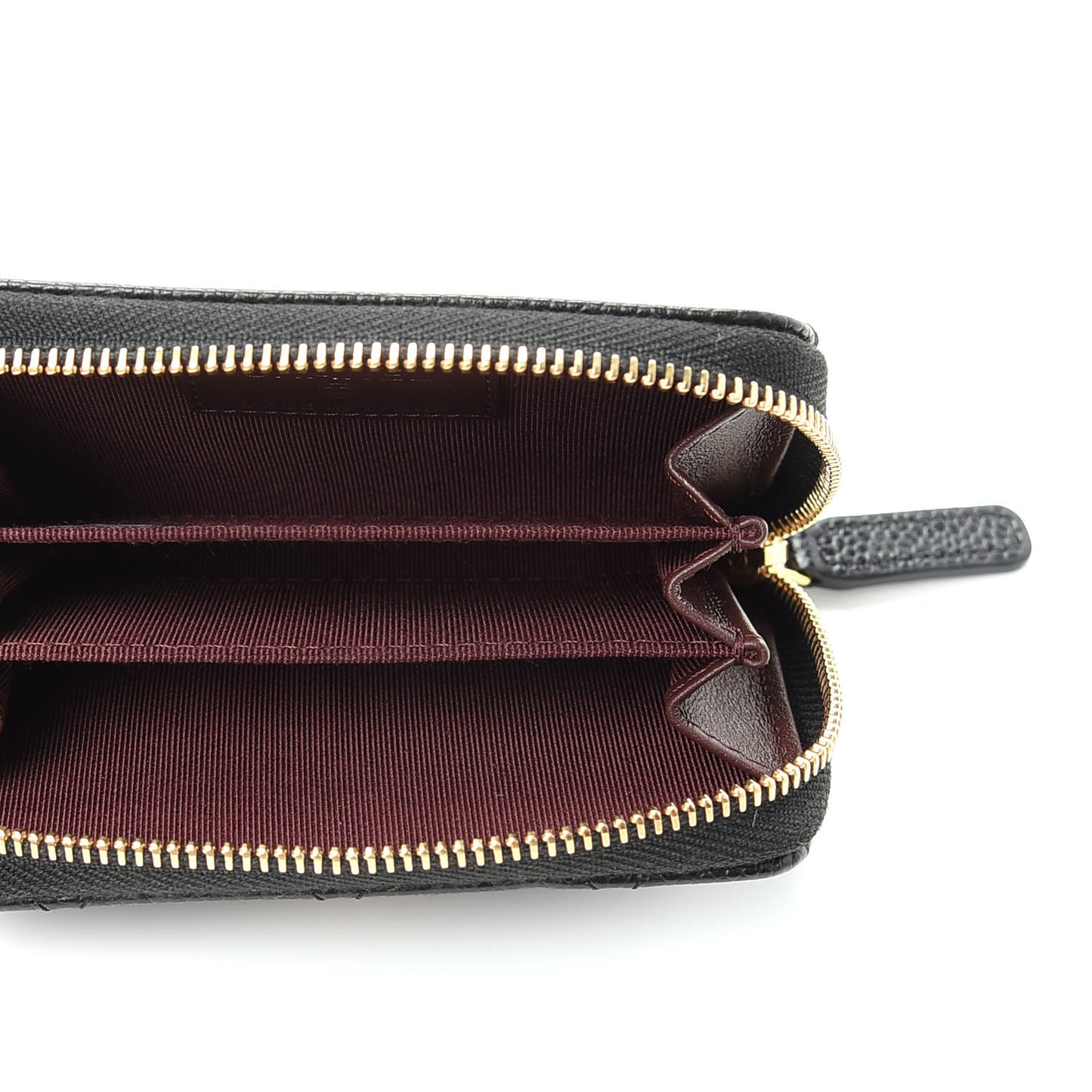Caviar Quilted Zip Coin Purse Black