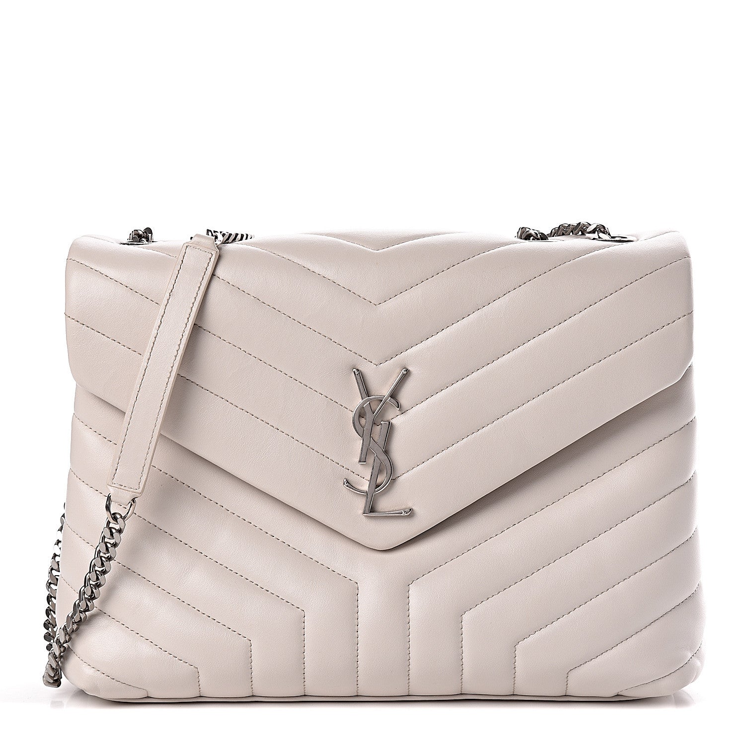 Saint Laurent Calfskin Y Quilted Monogram Medium Loulou Chain Satchel Ivory 1 of 11