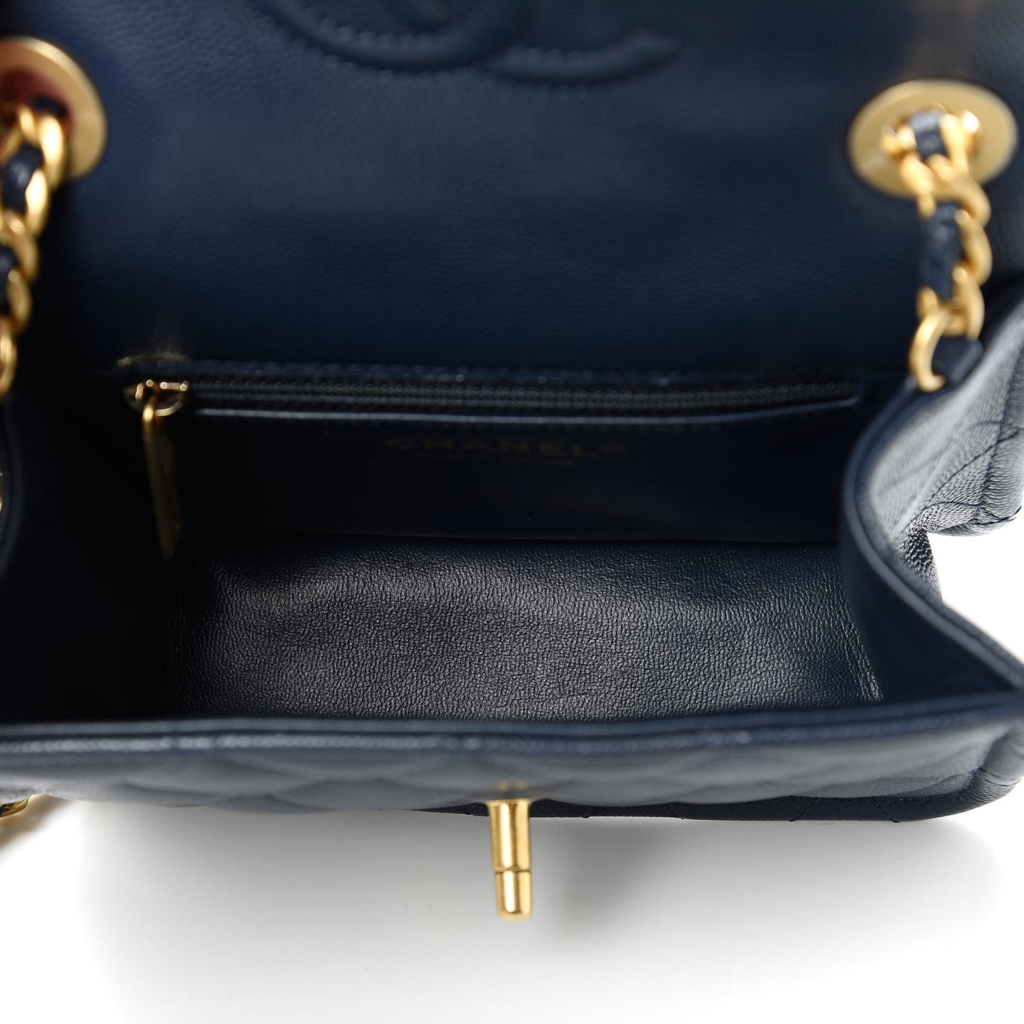 Caviar Quilted Mini Sweet Classic Flap Navy Blue