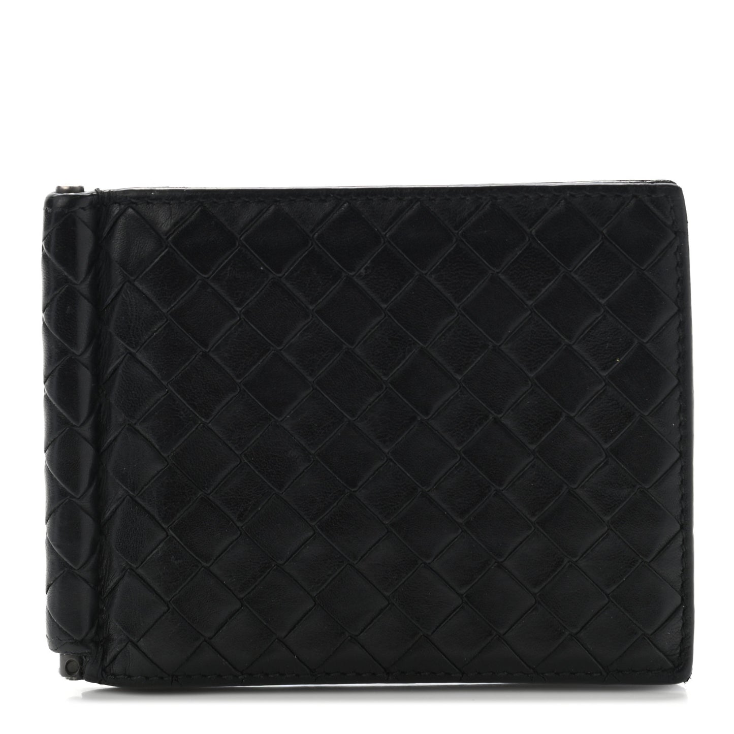 Nappa Intrecciato Bi-Fold Money Clip Wallet Black