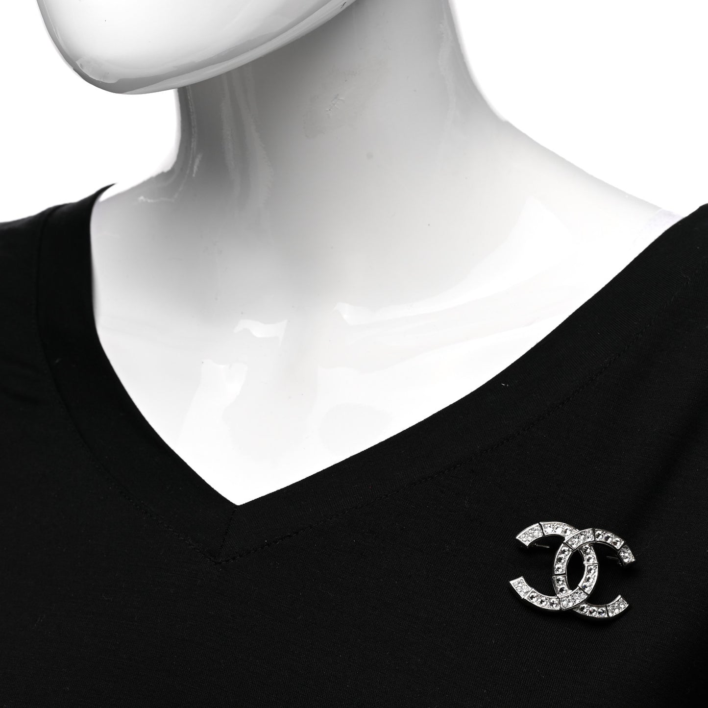 Baguette Crystal CC Brooch Silver