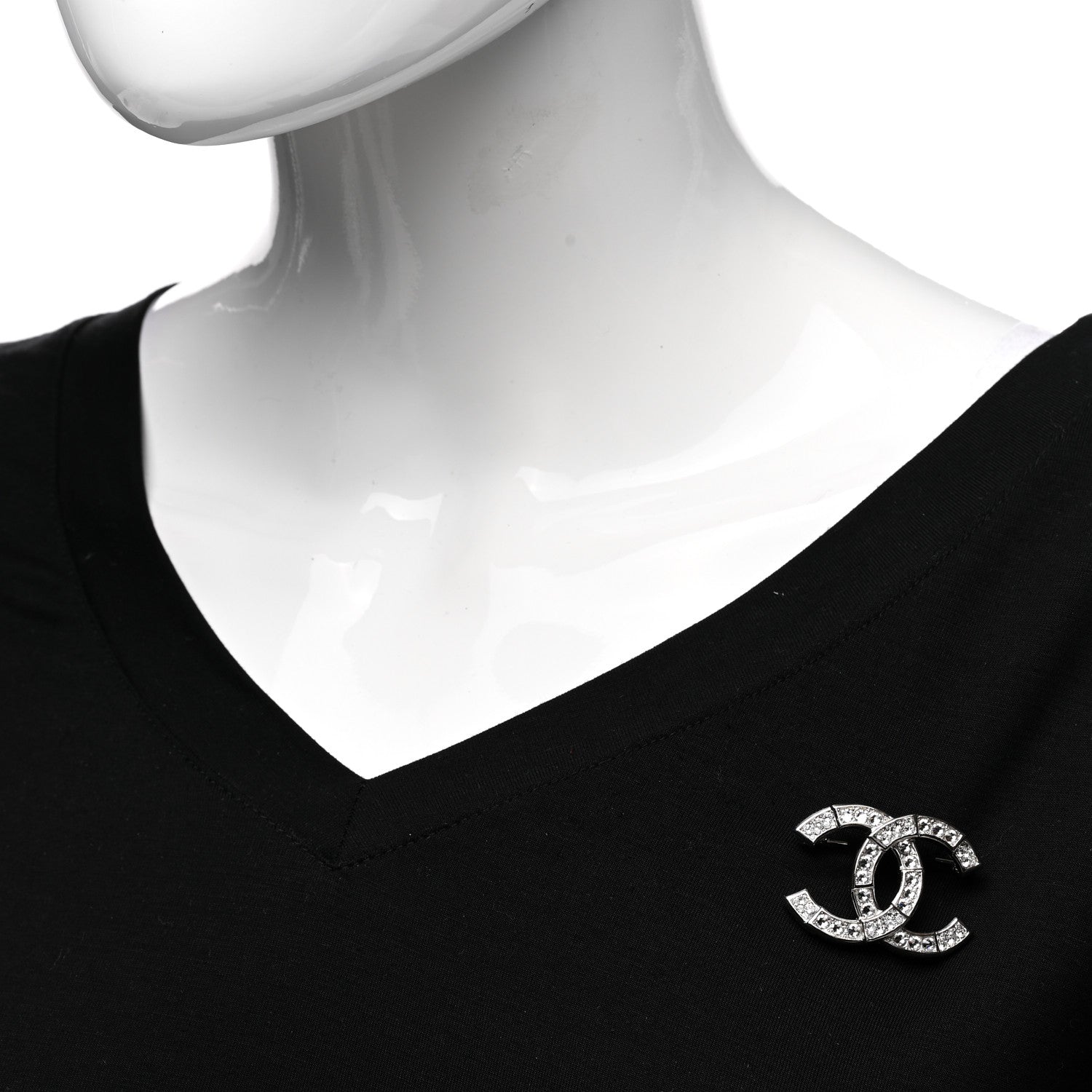 Chanel Baguette Crystal CC Brooch Silver 2 of 5
