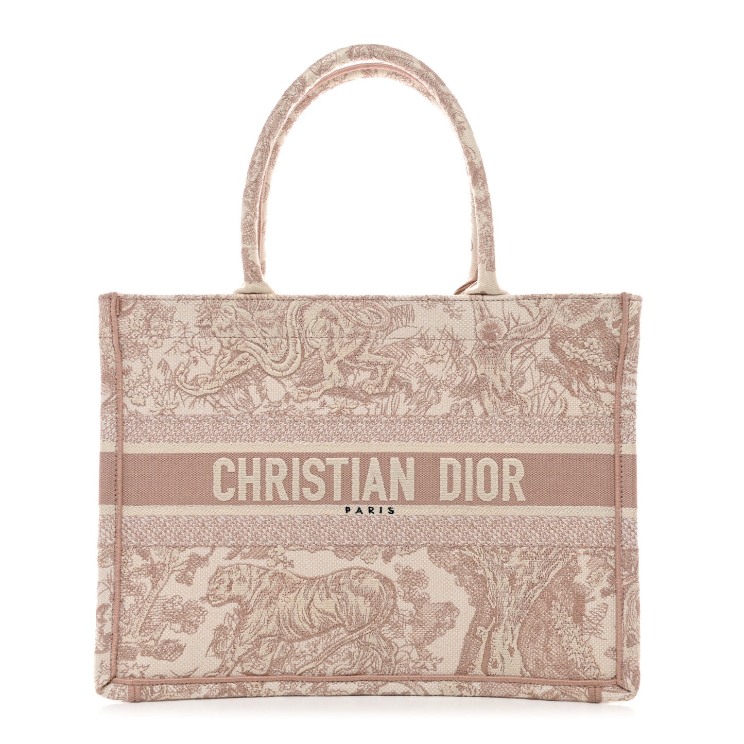 Canvas Embroidered Medium Dioriviera Toile De Jouy Book Tote Rose