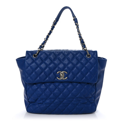 Chanel Caviar Quilted Easy Zip Flap Tote Blue 1 of 11