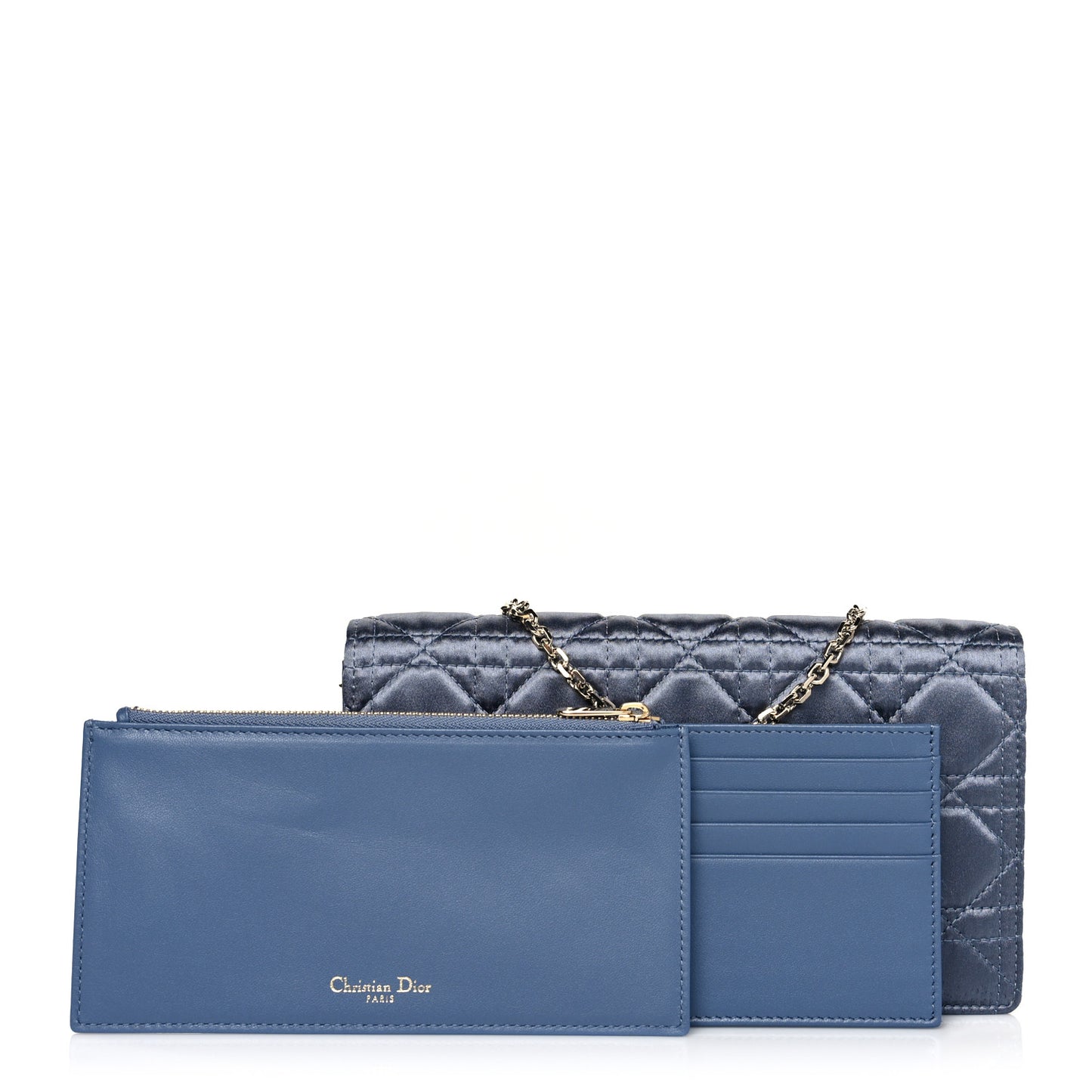 Satin Cannage Lady Dior Clutch Blue
