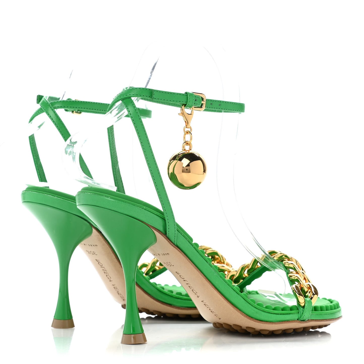 Lambskin Dot 90mm Sandals 35.5 Grass