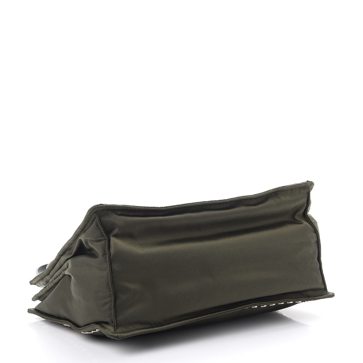 Prada Tessuto Nylon Etiquette Studded Tote Military Green 4 of 11