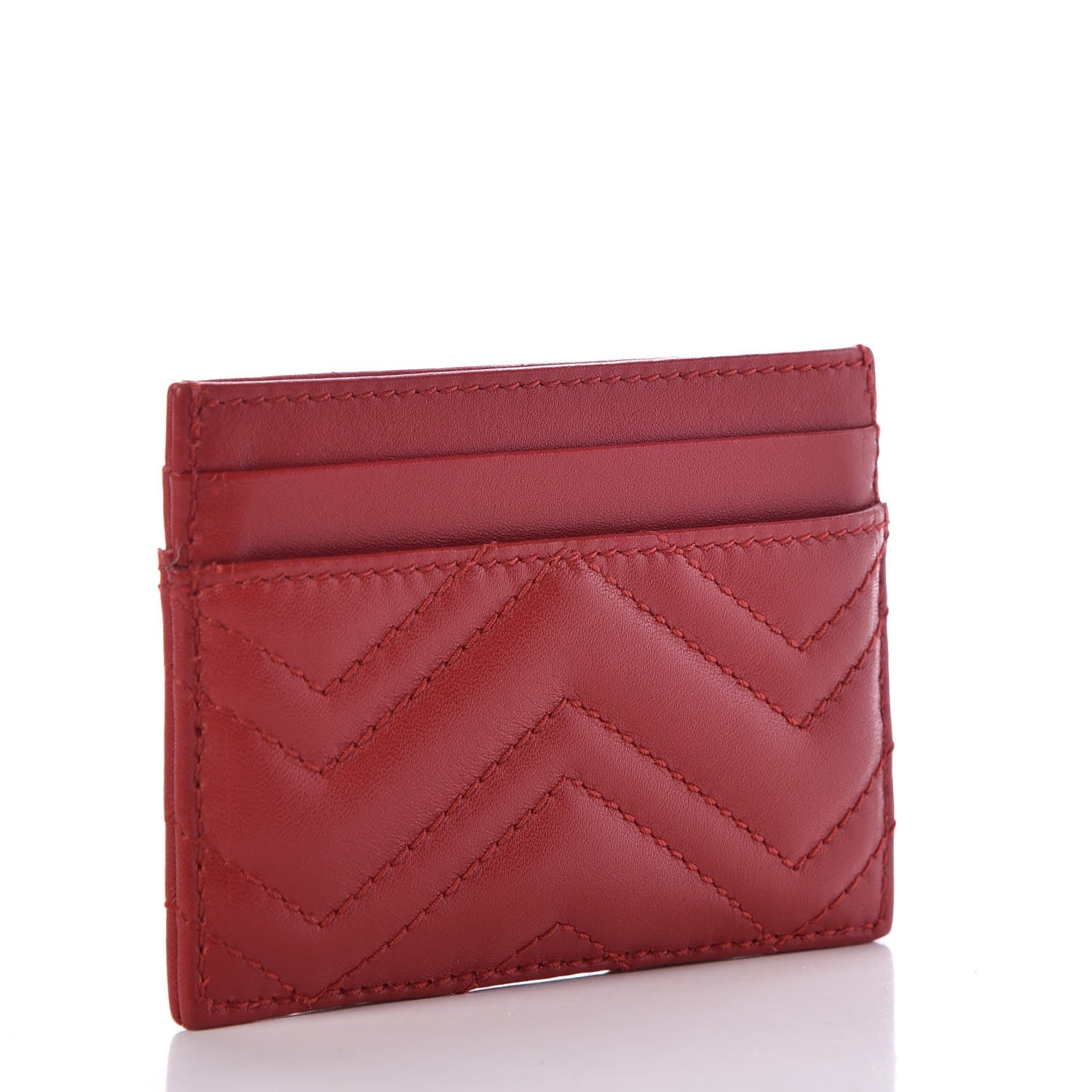 Gucci Calfskin Matelasse GG Marmont Card Holder Hibiscus Red 3 of 7