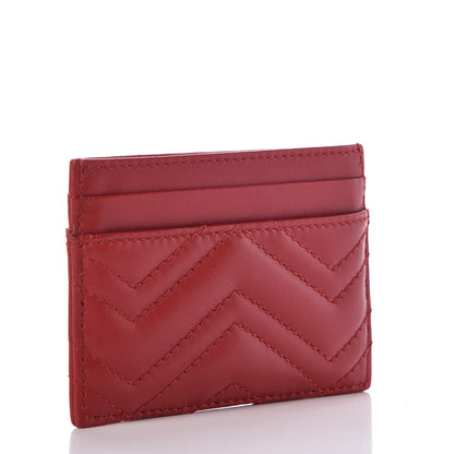 Gucci Calfskin Matelasse GG Marmont Card Holder Hibiscus Red 3 of 7