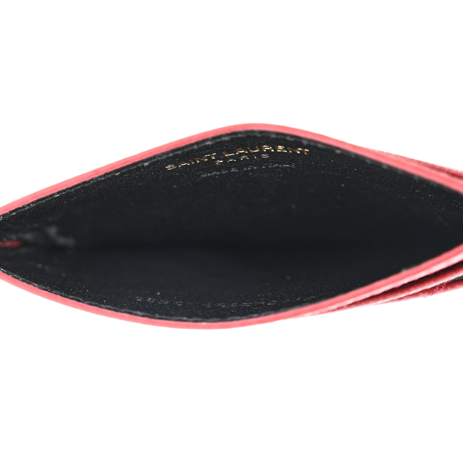 Saint Laurent Grain De Poudre Matelasse Chevron Monogram Credit Card Case Opyum Red 5 of 8
