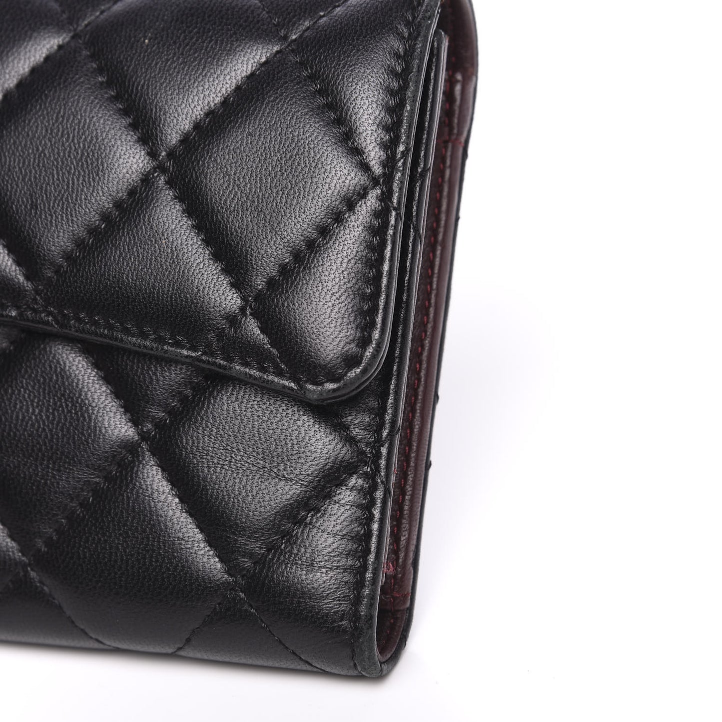 Lambskin Quilted Large Flap Wallet Black
