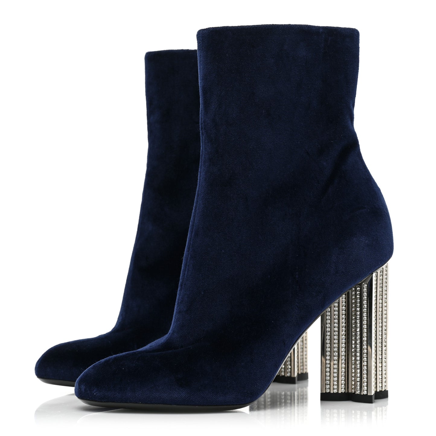 Velvet Silhouette Ankle Boots 37 Blue