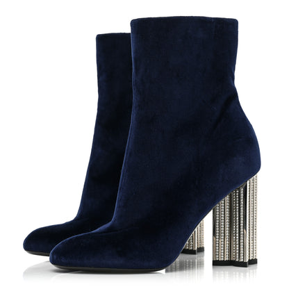 Louis Vuitton Velvet Silhouette Ankle Boots 37 Blue 3 of 9