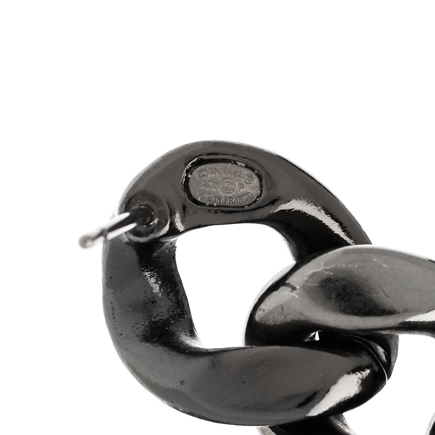 Chanel Metal CC Pick Drop Earrings Ruthenium 4 of 5