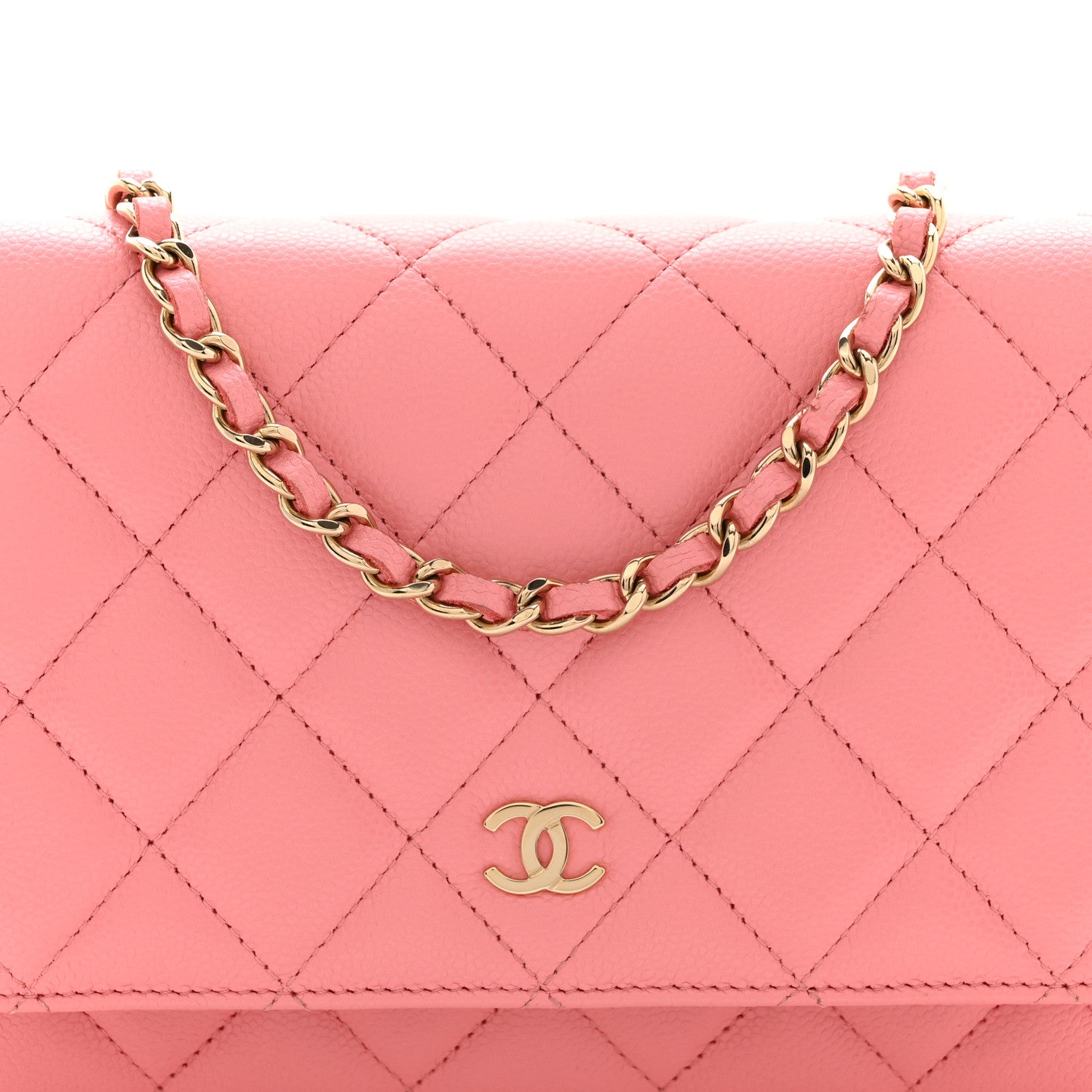 Chanel Caviar Quilted Wallet on Chain WOC Pink 8 of 10