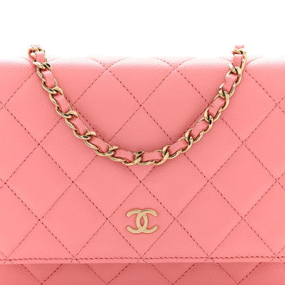Chanel Caviar Quilted Wallet on Chain WOC Pink 8 of 10