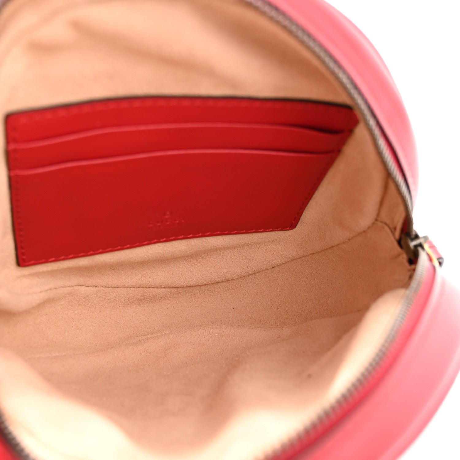 Gucci Calfskin Matelasse GG Marmont Round Wrist Wallet Hibiscus Red 5 of 8