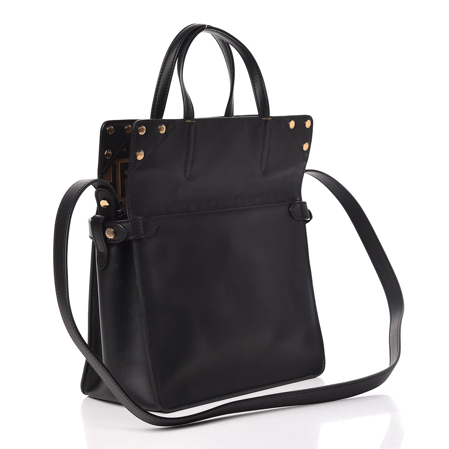 Vitello Grace Bi-Color FF 1974 Embossed Flip Tote Black Maya
