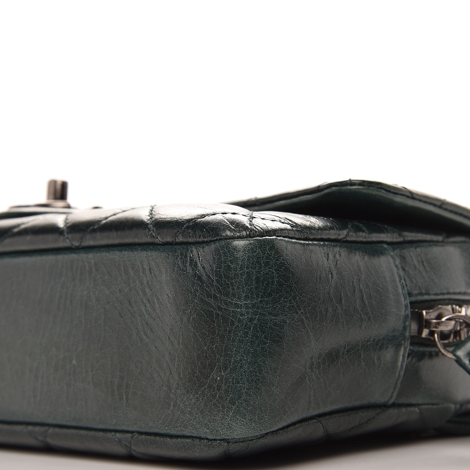 Chanel Glazed Calfskin Quilted Medium Duo Color Flap Dark Green 11 of 11