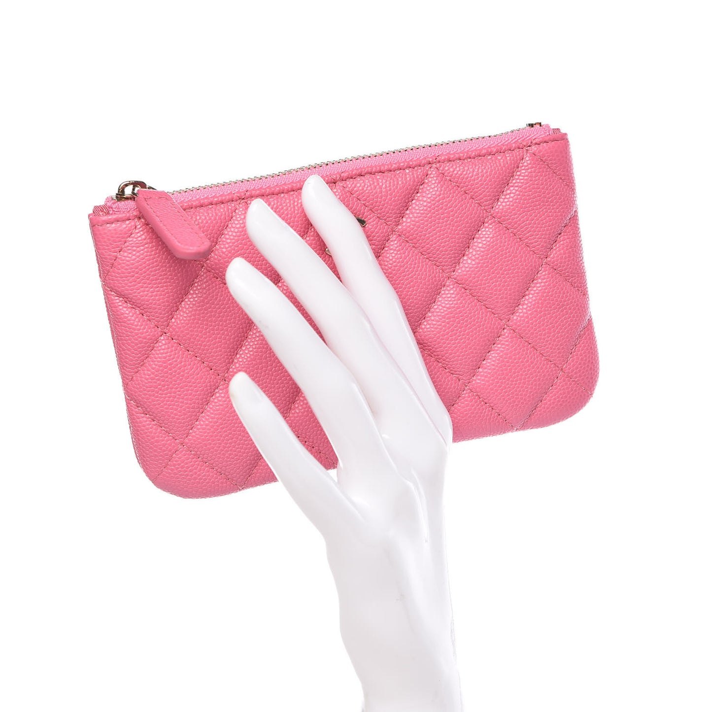 Caviar Quilted Small Cosmetic Case Pink