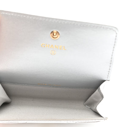 Chanel Metallic Goatskin Quilted Chanel 19 Flap Card Holder Silver 5 of 9