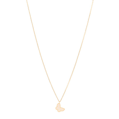 Van Cleef & Arpels 18K Yellow Gold Mother of Pearl Sweet Alhambra Butterfly Pendant Necklace 1 of 5