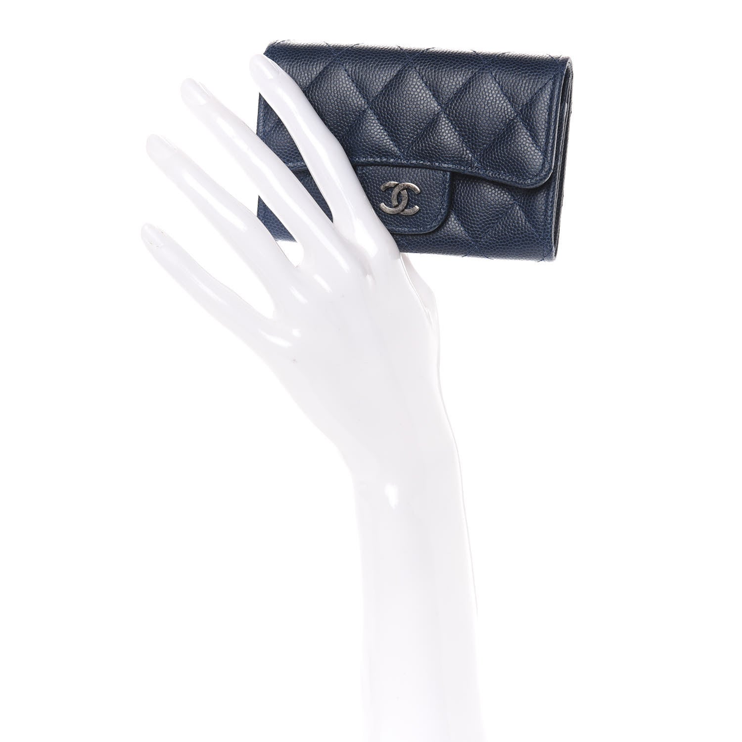 Chanel Caviar Quilted Flap Card Holder Navy Blue 2 of 8