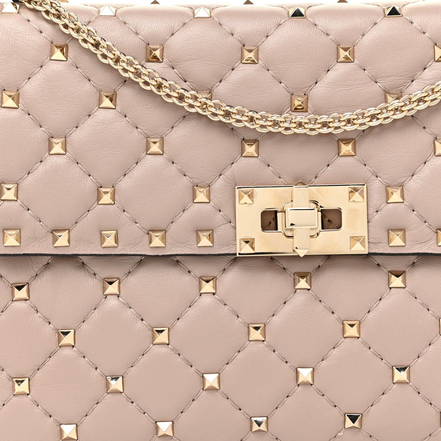 Lambskin Medium Rockstud Spike Shoulder Bag Poudre