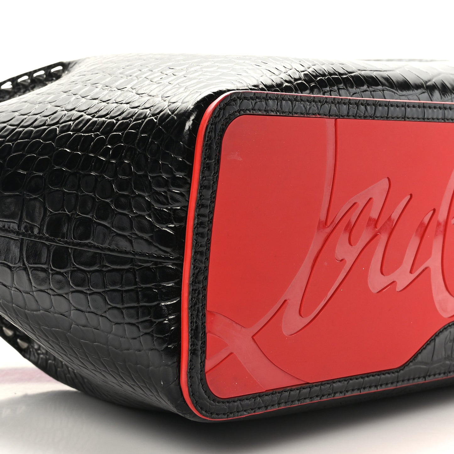 Calfskin Crocodile Embossed Spikes Large Cabarock Black