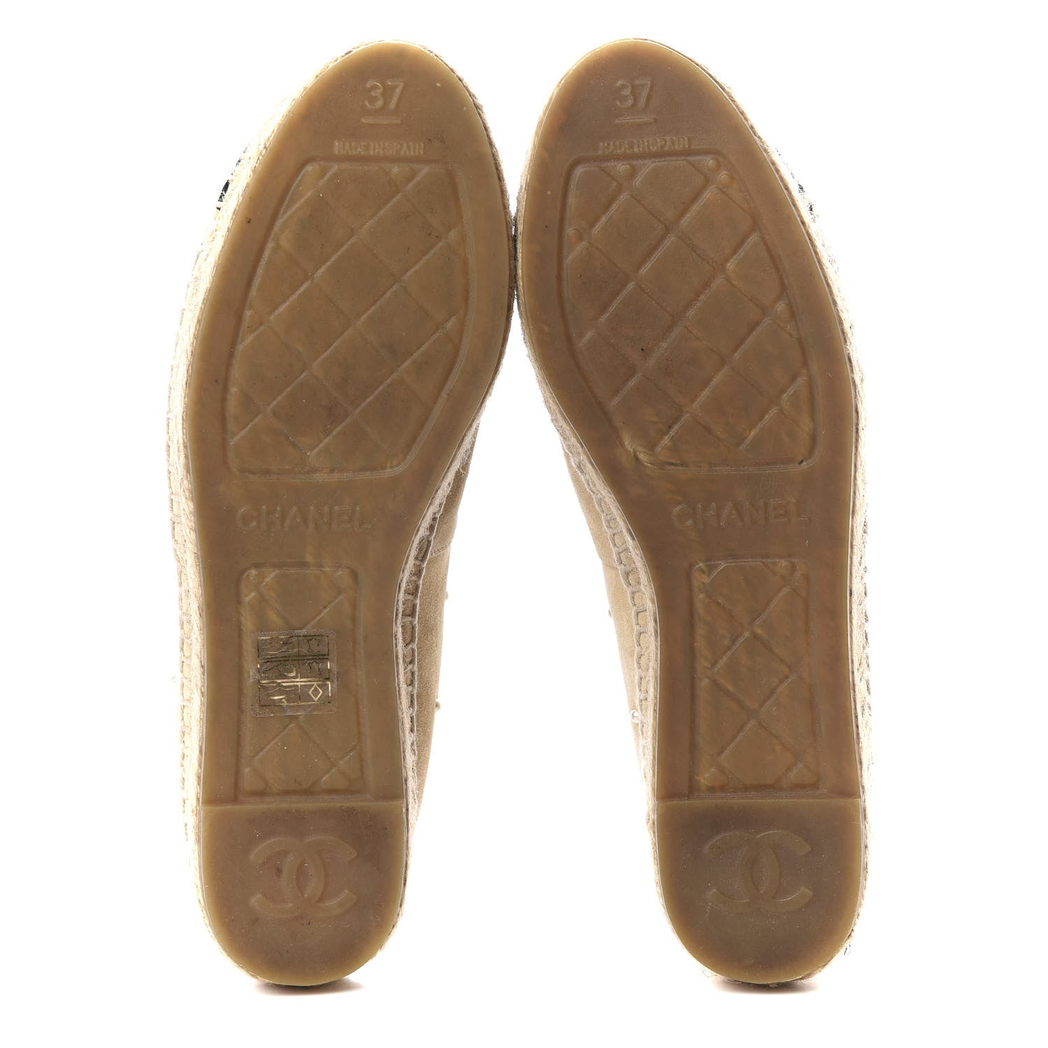 Chanel Suede Pearl CC Espadrilles 37 Beige Black 6 of 14