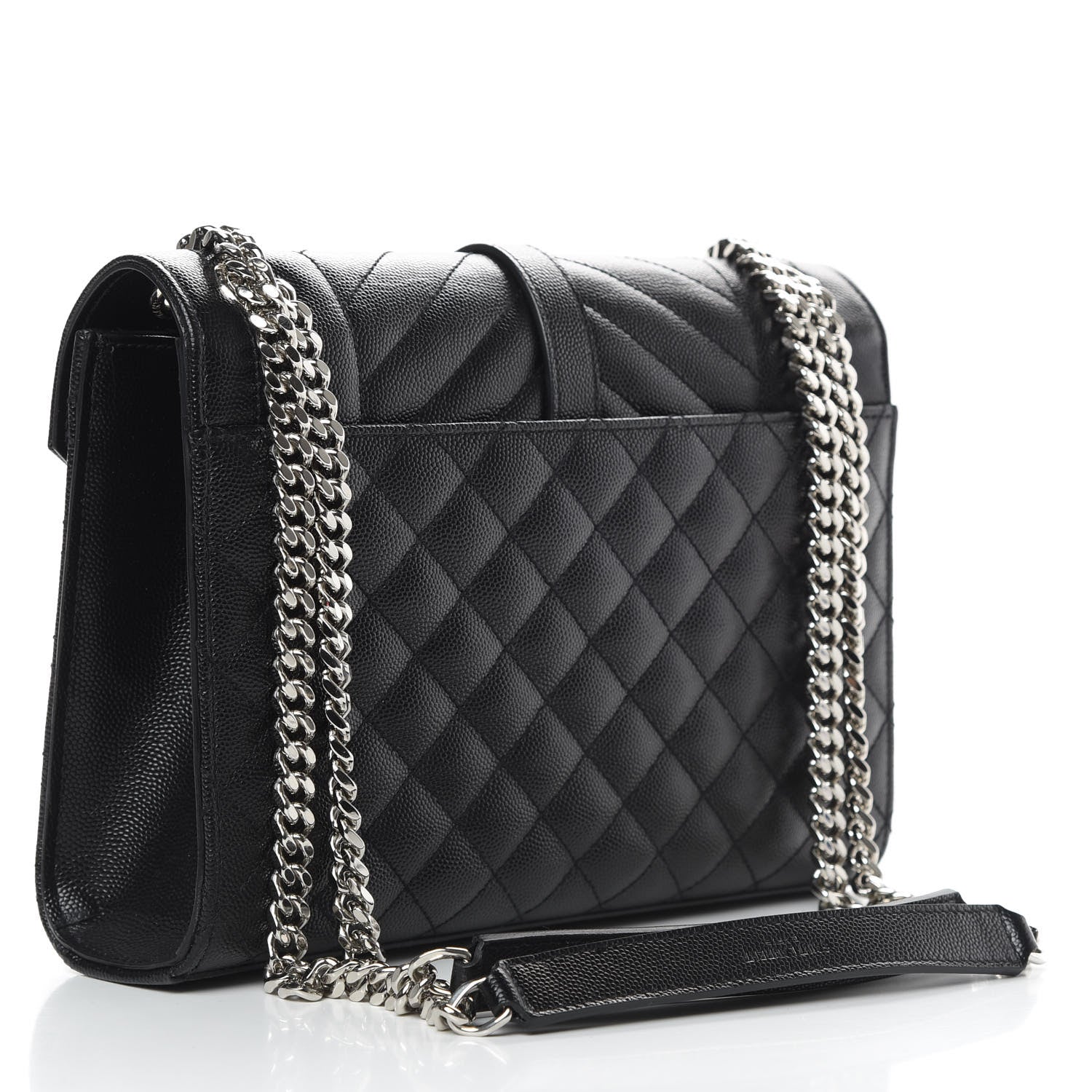 Saint Laurent Grain De Poudre Textured Mixed Matelasse Triquilt Medium Monogram Satchel Black 4 of 12