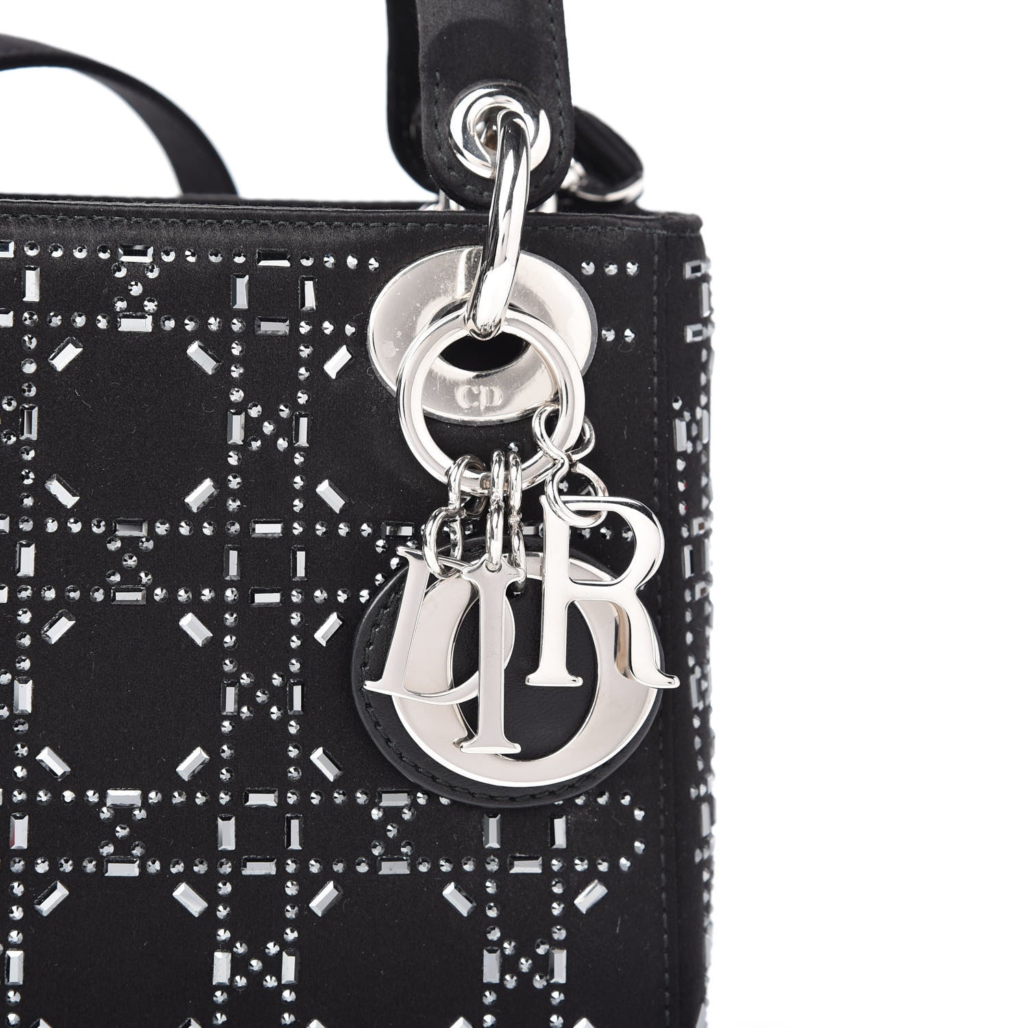 Christian Dior Satin Crystal Cannage Mini Lady Dior Black 9 of 9