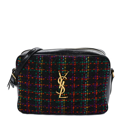 Saint Laurent Tweed Calfskin Monogram Lou Camera Bag Black 1 of 11