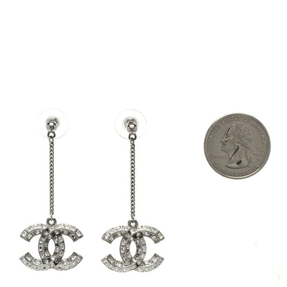 Chanel Baguette Crystal CC Drop Earrings Silver 2 of 5