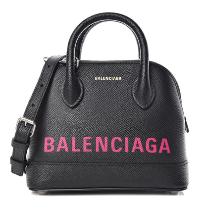 Balenciaga Signature Grained Calfskin Logo XXS Ville Top Handle Bag Black Rose Shocking 1 of 11