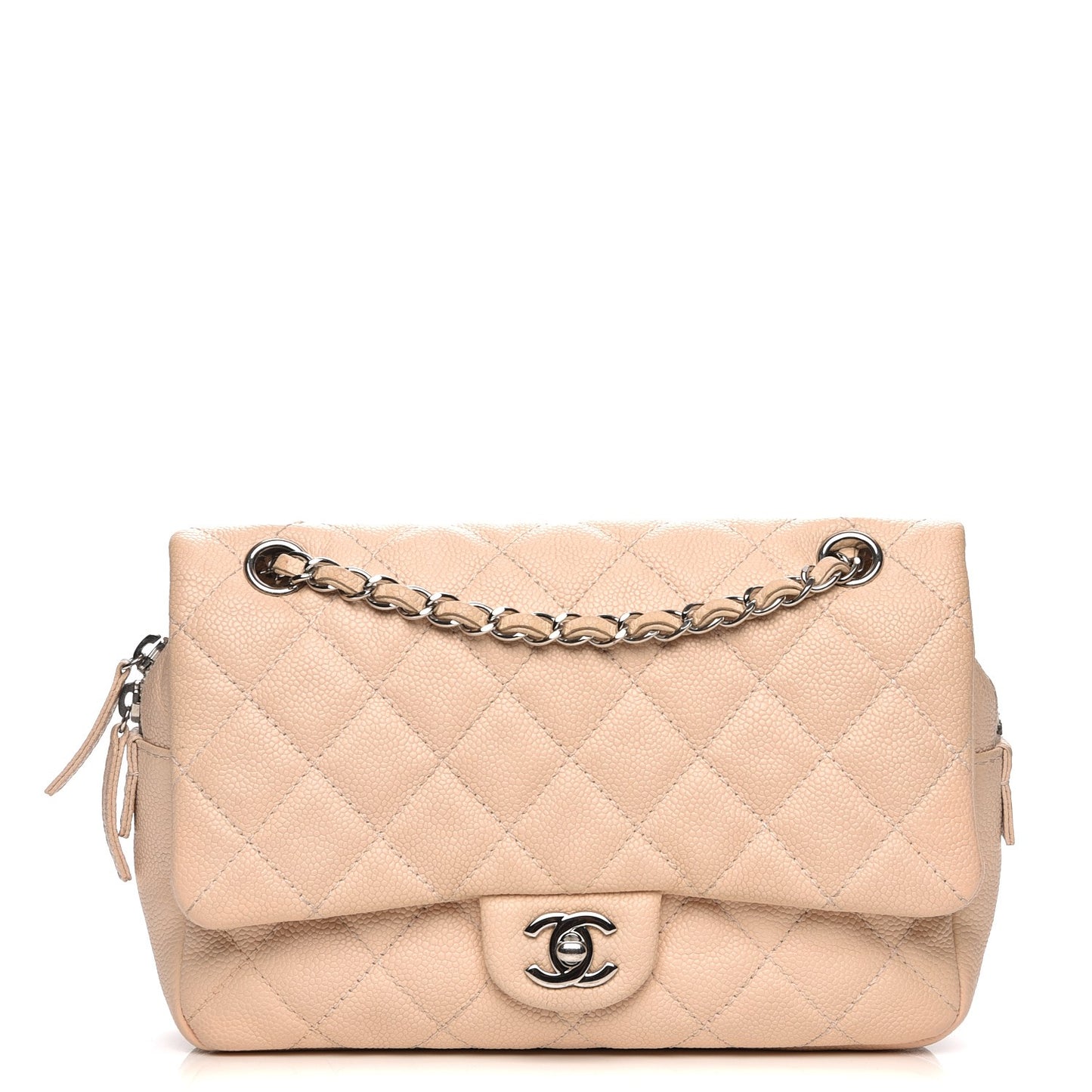 Caviar Quilted Medium Casual Journey Flap Light Pink