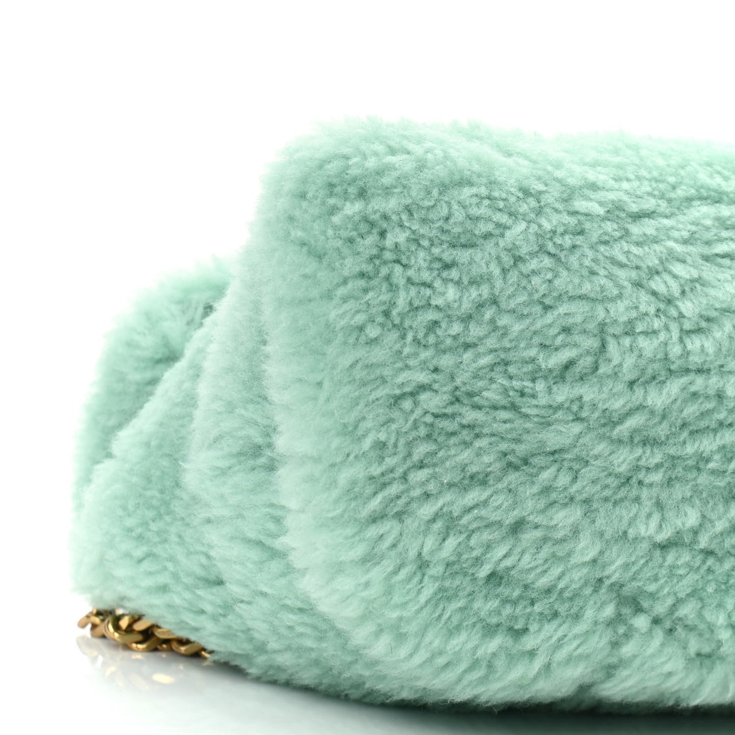 Merino Shearling Lambskin Quilted Small Loulou Puffer Monogram Chain Satchel Iced Mint