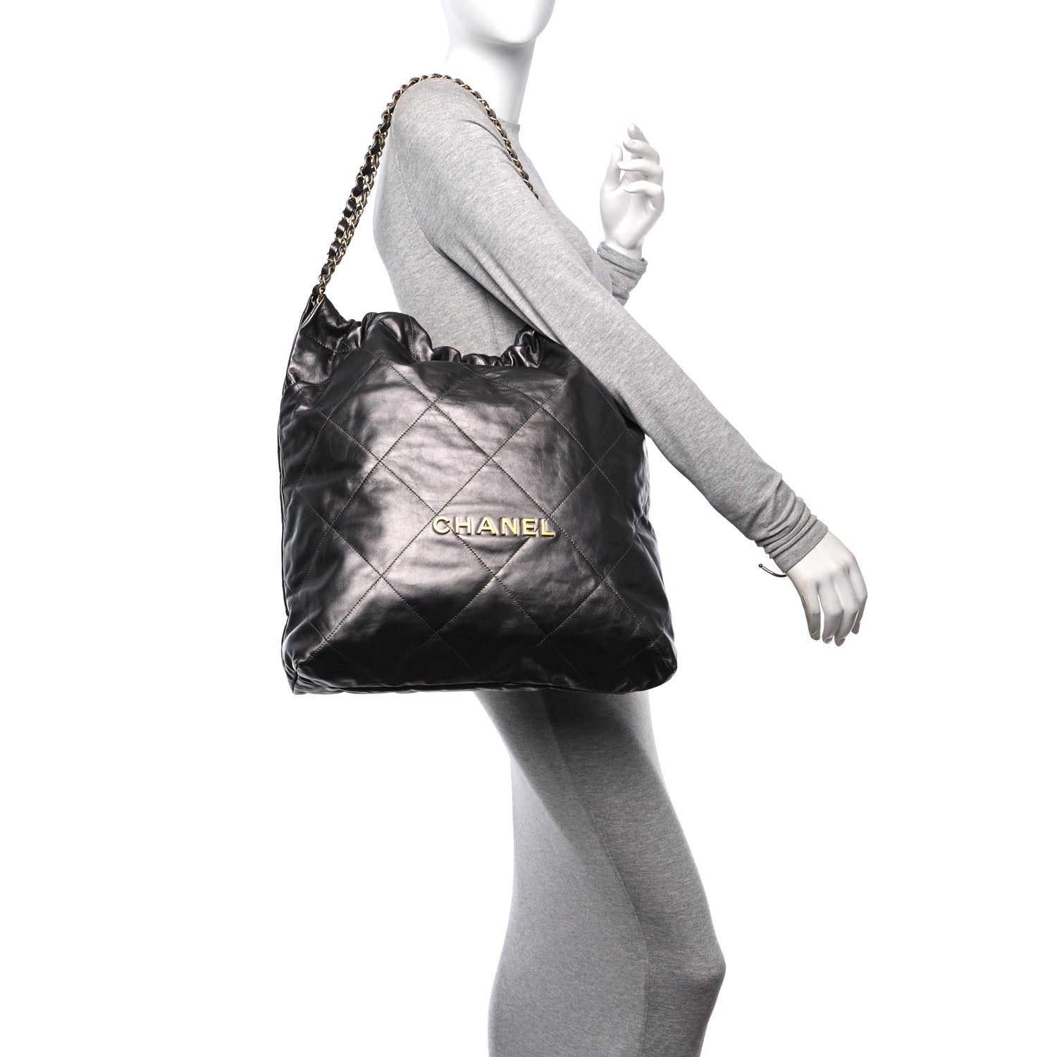 Chanel Shiny Calfskin Quilted Large Chanel 22 Grey 2 of 15