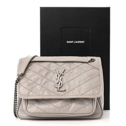 Saint Laurent Crinkled Calfskin Matelasse Monogram Baby Niki Chain Satchel Granite 23 of 23