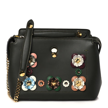 Fendi Vitello Baltico Nappa Flowerland Studded Small Dotcom Click Chain Satchel Verde Prato Multicolor 1 of 11