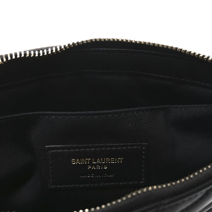 Saint Laurent Calfskin Matelasse Chevron Monogram A5 Wristlet Black 6 of 10