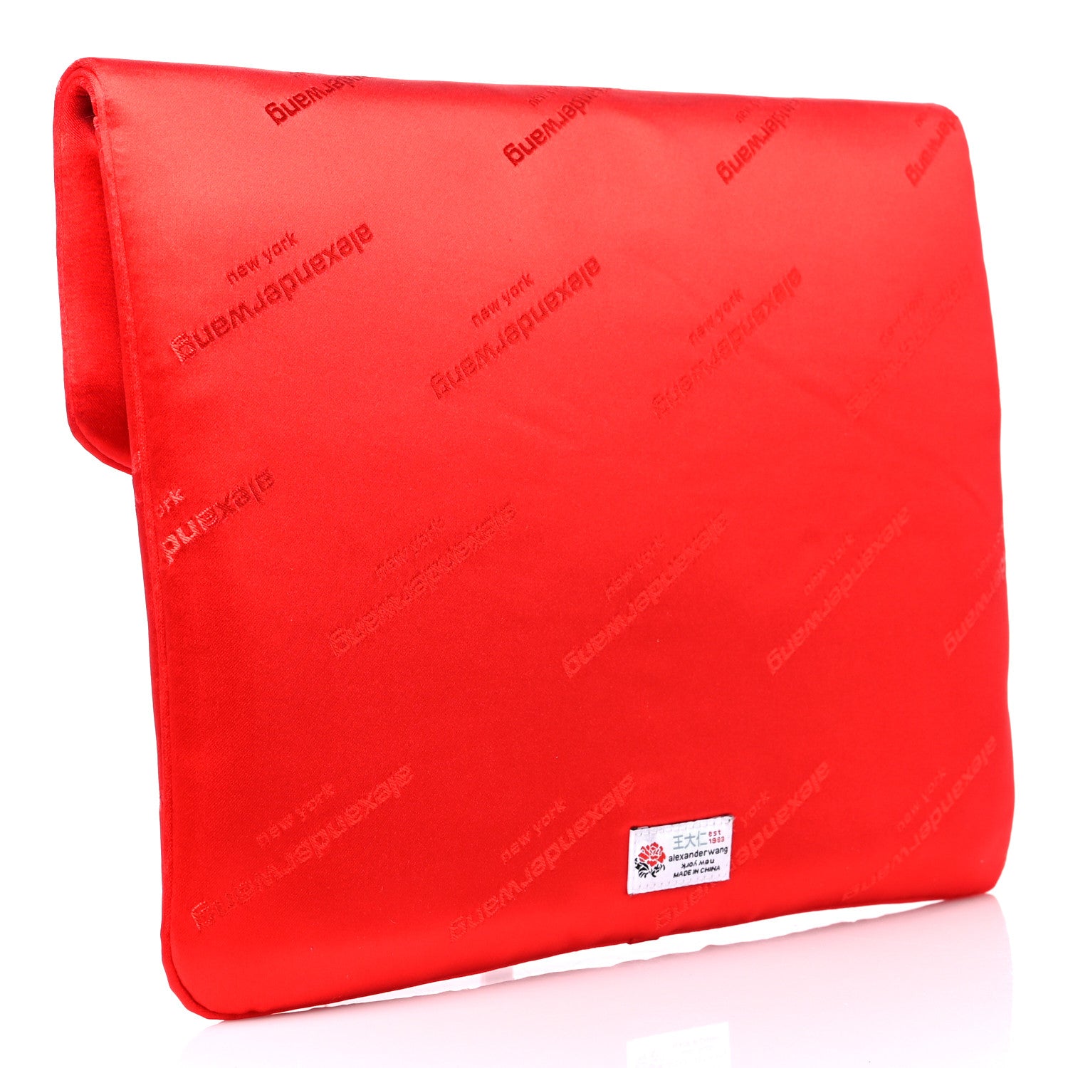Alexander Wang Jacquard Satin Diagonal Logo Large Envelope Pouch Bright Red 3 of 11