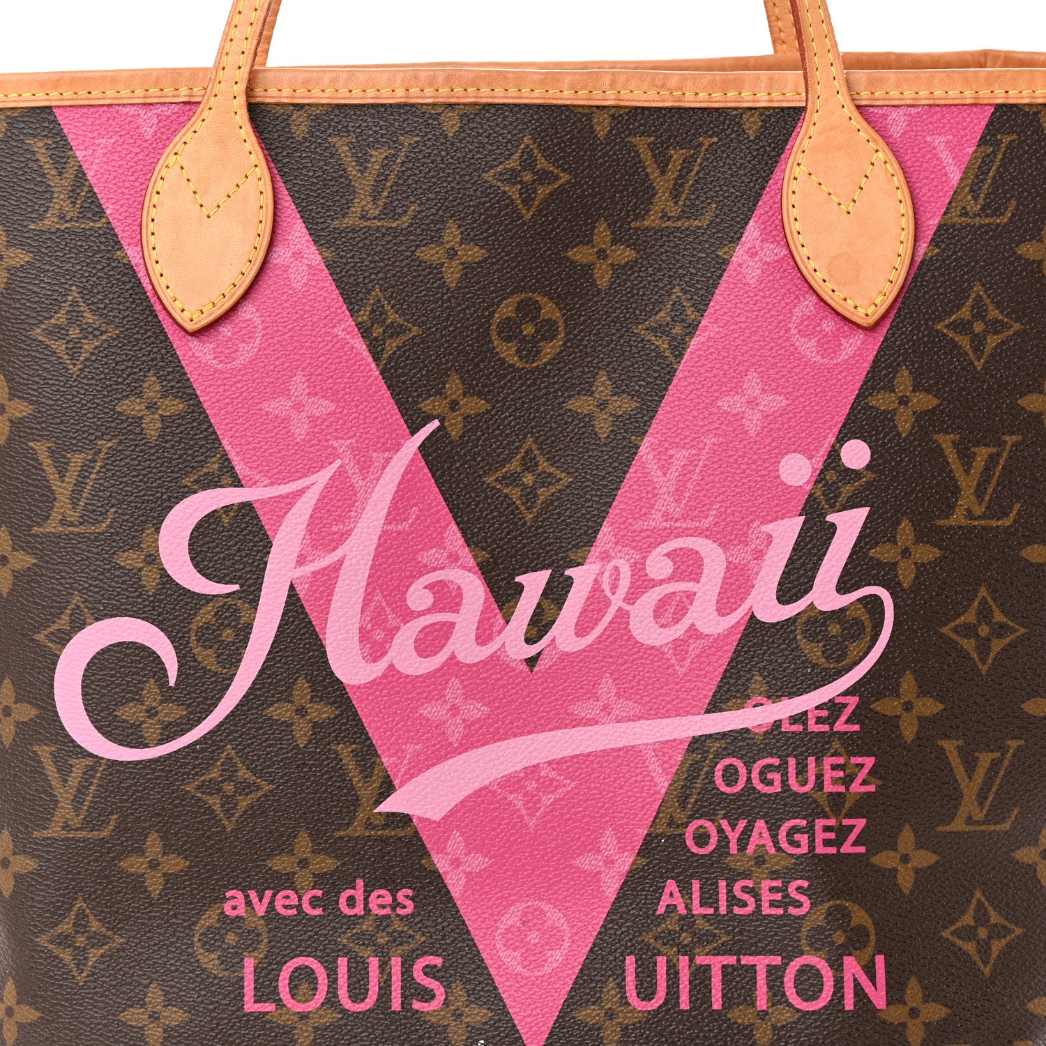 Louis Vuitton Monogram Hawaii V Neverfull MM Hot Pink 8 of 11