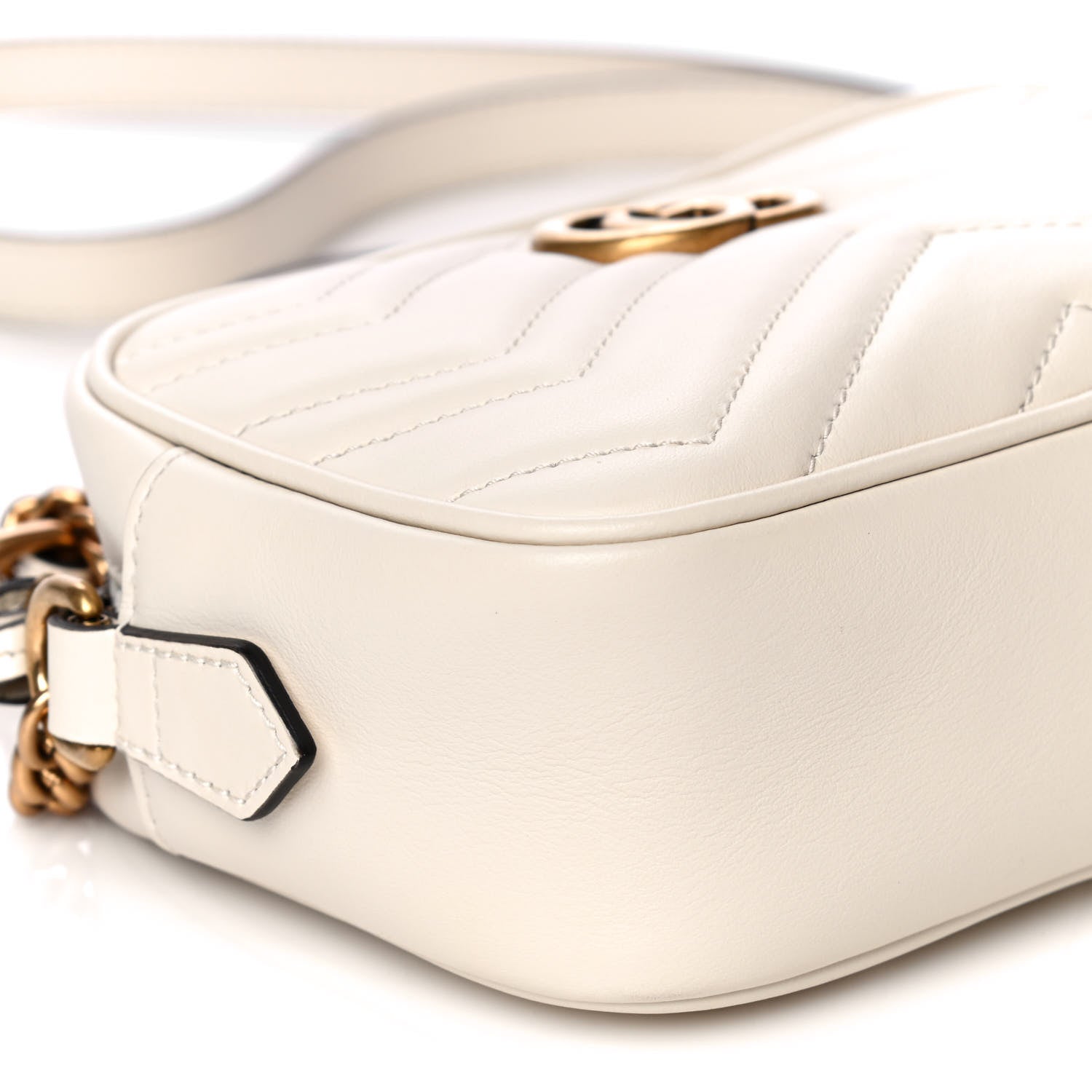 Gucci Calfskin Matelasse Mini GG Marmont Chain Shoulder Bag White 9 of 13