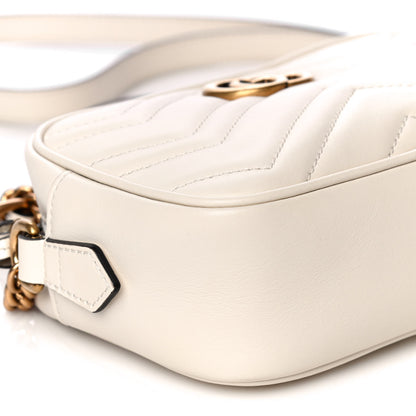 Gucci Calfskin Matelasse Mini GG Marmont Chain Shoulder Bag White 9 of 13