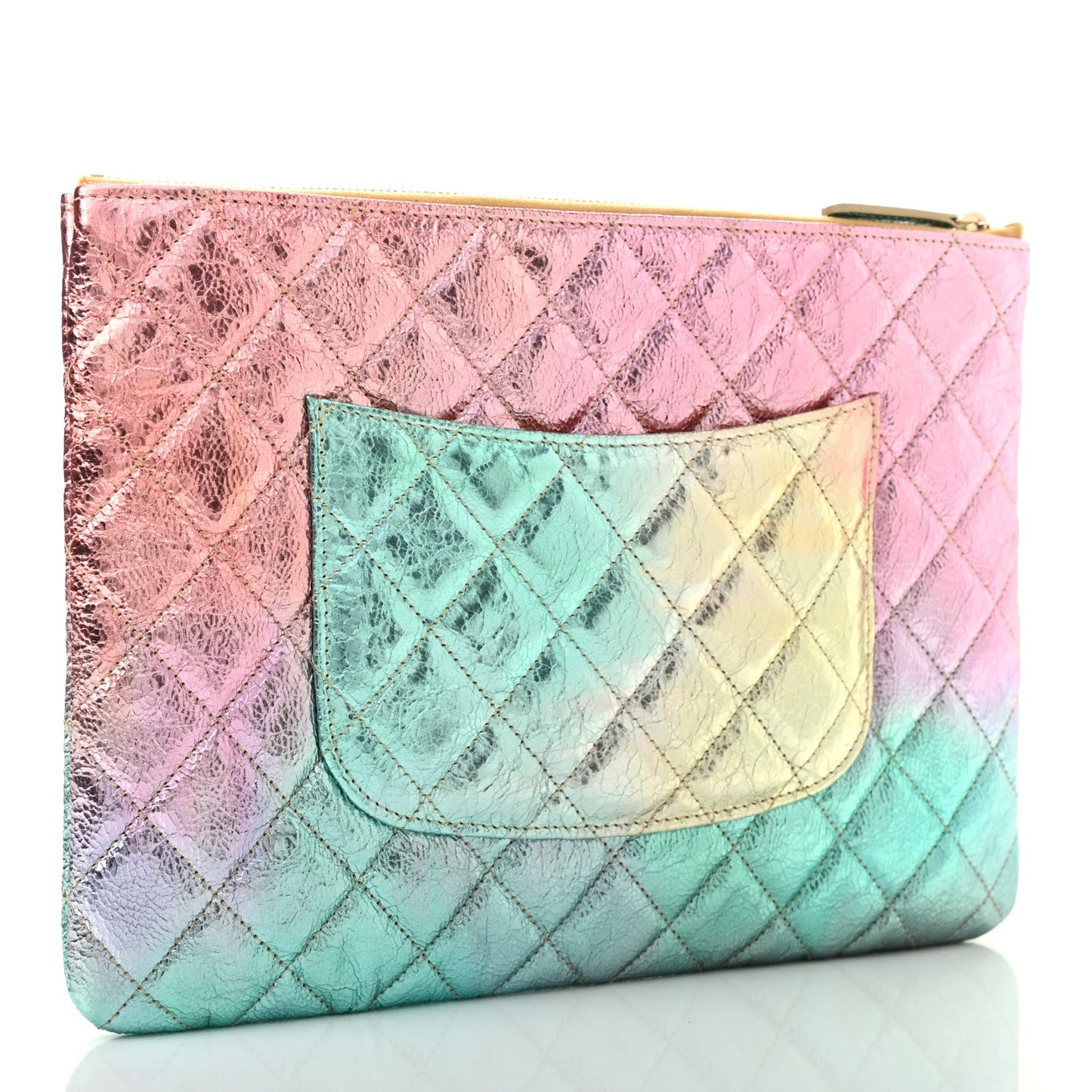 Metallic Goatskin Quilted Medium 2.55 Reissue Cosmetic Case Multicolor