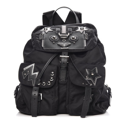 Prada Tessuto Nylon Saffiano Robot Backpack Black 1 of 12